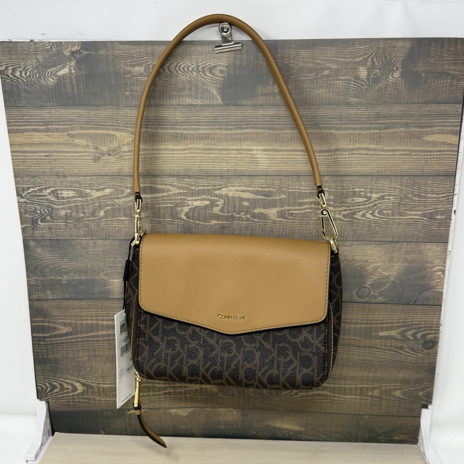 Calvin Klein Ava Signature Flap Shoulder Bag One Size Purse